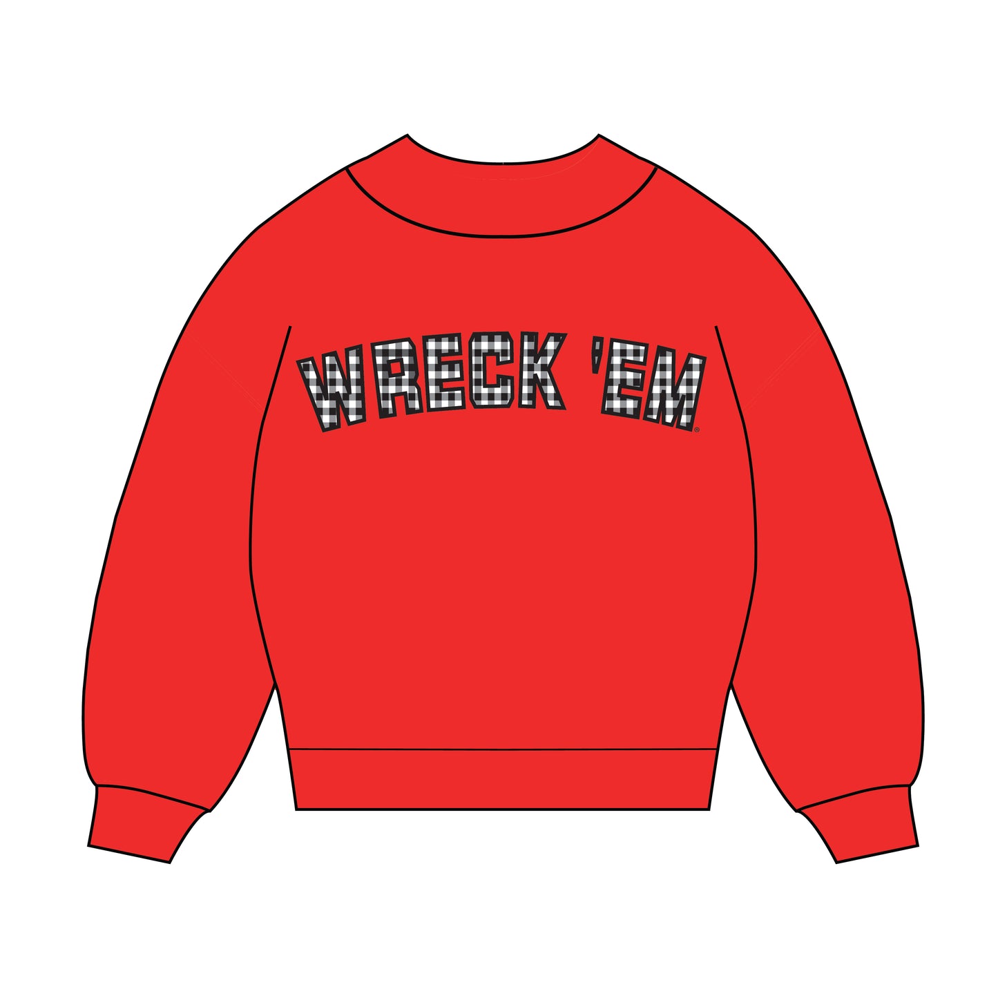 The Mallory Gingham Mockneck Texas Tech | Bright Red