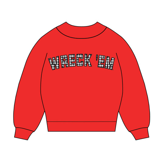 The Mallory Gingham Mockneck Texas Tech | Youth Bright Red