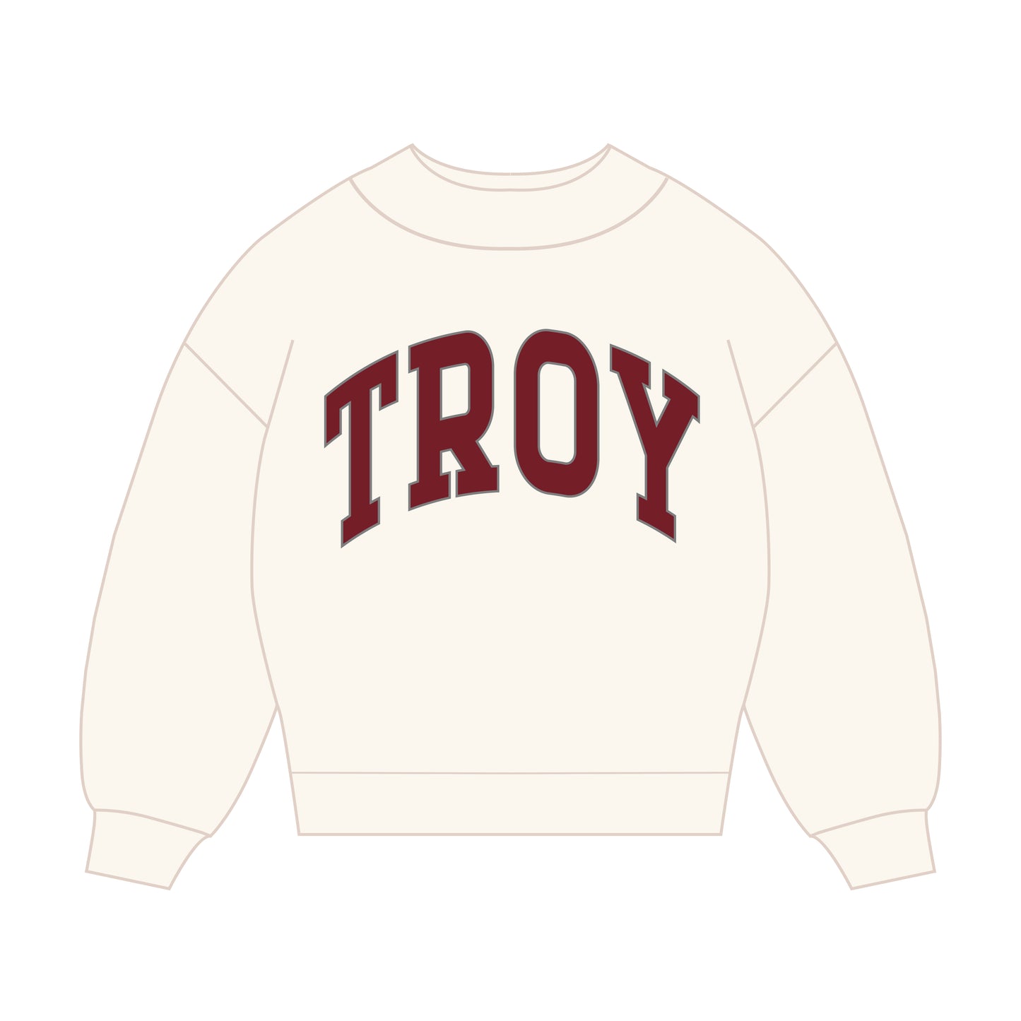 The Madi Classic Mockneck Maroon Troy Applique | Bone