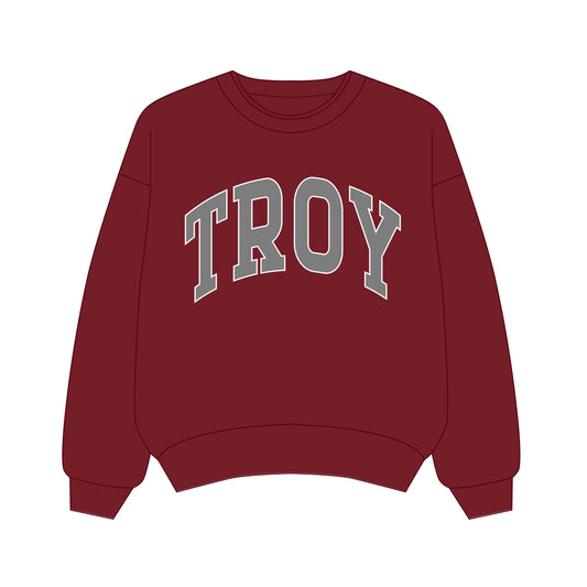 The Olivia Oversized Crewneck Troy | Youth Deep Red