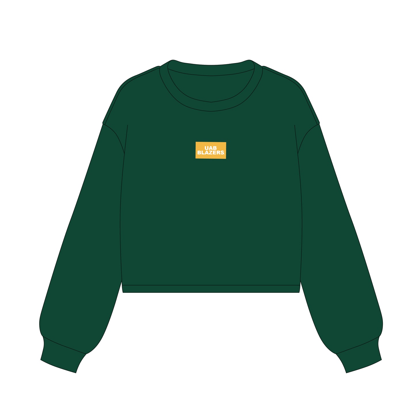 The Becca Boxy Crewneck UAB Blazers Woven Label | Youth Green