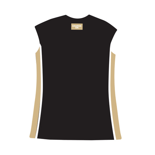 The Campbell Cap Sleeve Charge On Woven Label | Black