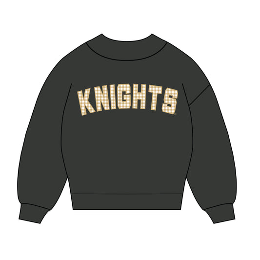 The Mallory Gingham Mockneck UCF | Graphite