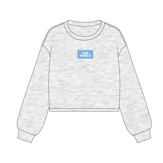 The Becca Boxy Crewneck Tar Heels Woven Label | Youth Ash