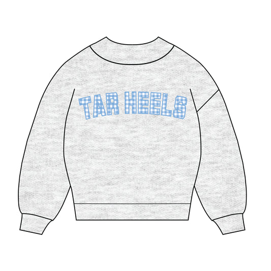 The Mallory Gingham Mockneck Tar Heels | Ash