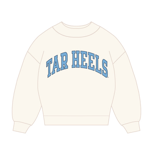 The Madi Classic Mockneck Tar Heels Applique | Youth Bone