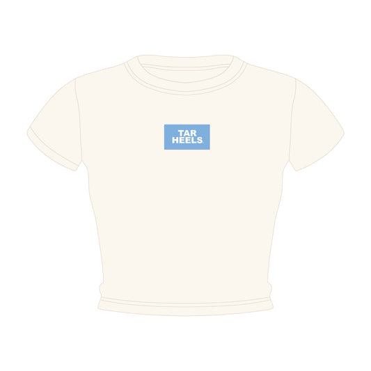 The Raegan Ribbed Baby Tee Tar Heels Woven Label | Youth Bone