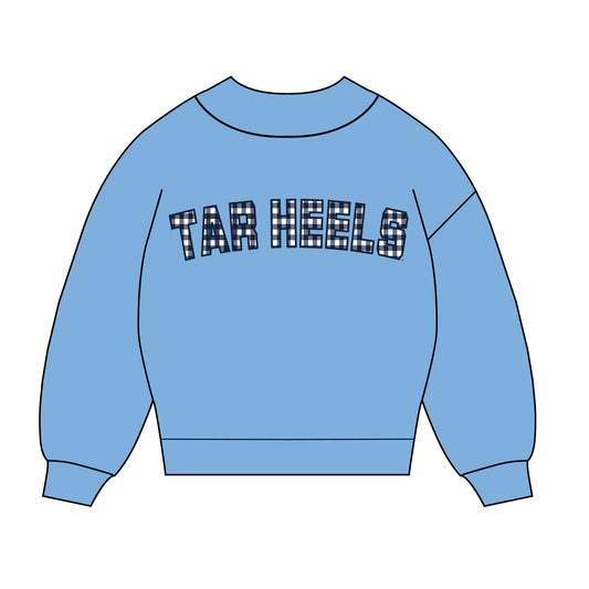 The Mallory Gingham Mockneck Tar Heels | Ash