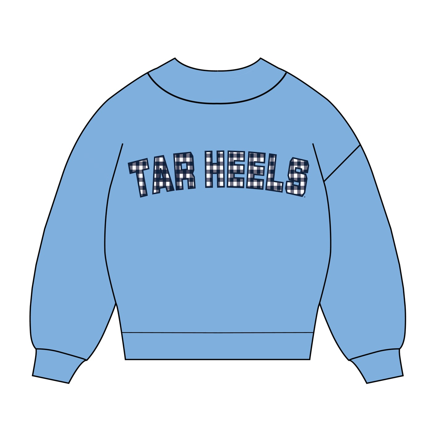The Mallory Gingham Mockneck Tar Heels | Youth Carolina Blue