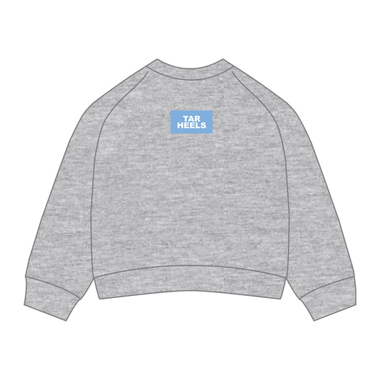 The Ava Airy Crewneck Tar Heels Woven Label | Youth Heather Grey