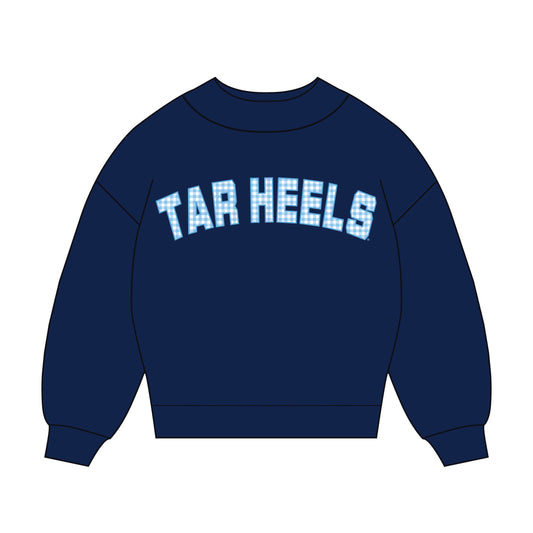 The Mallory Gingham Mockneck UNC | Navy