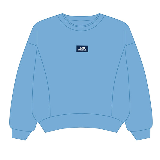 The Molly Corded Crew Tar Heels Woven Label | Carolina Blue
