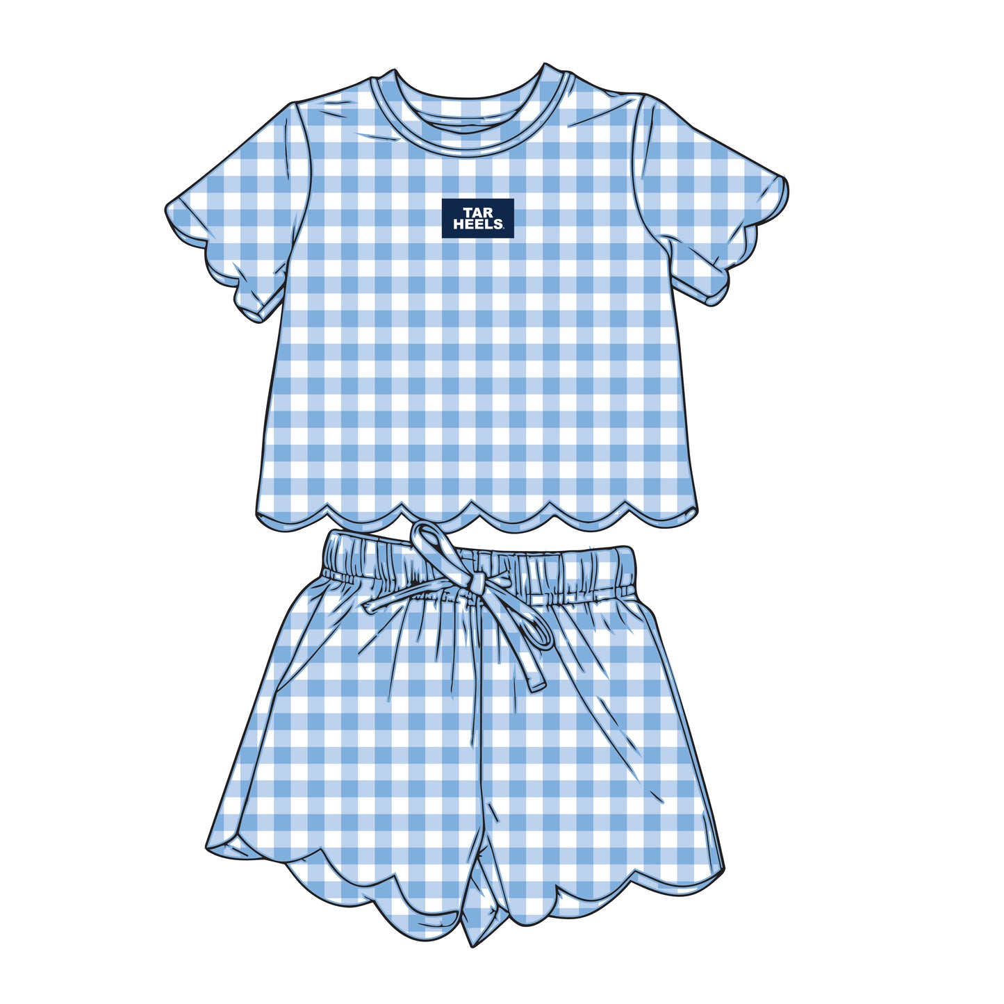 The Sue Scalloped Set Tar Heels | Youth Carolina Blue