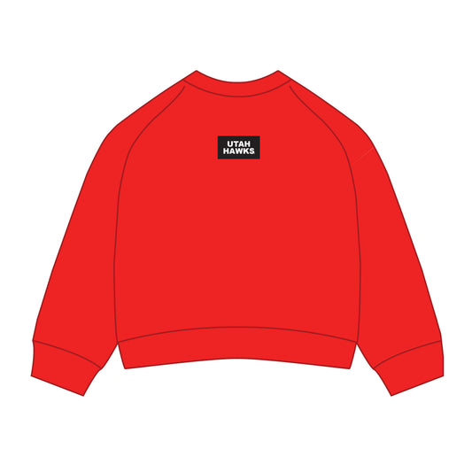 The Ava Airy Crewneck Utah Hawks Woven Label | Bright Red