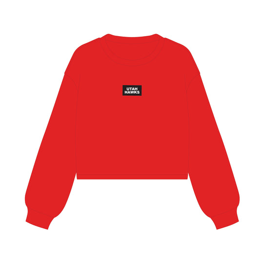 The Becca Boxy Crewneck Utah Hawks Woven Label | Youth Bright Red