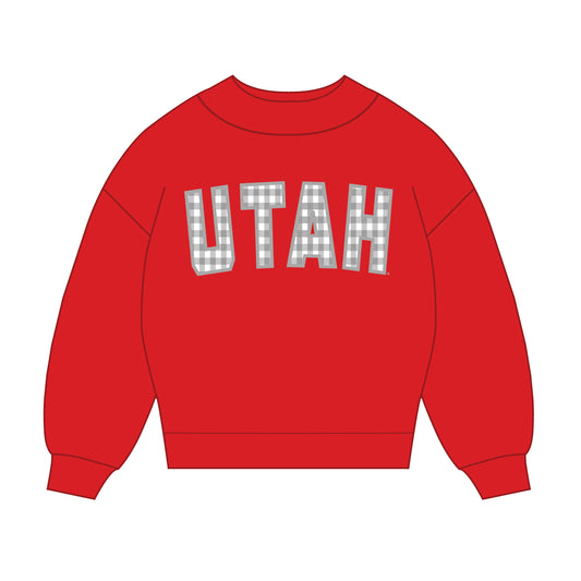 The Mallory Gingham Mockneck Utah | Bright Red