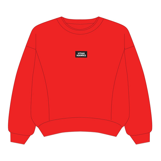 The Molly Corded Crew Utah Hawks Woven Label | Bright Red