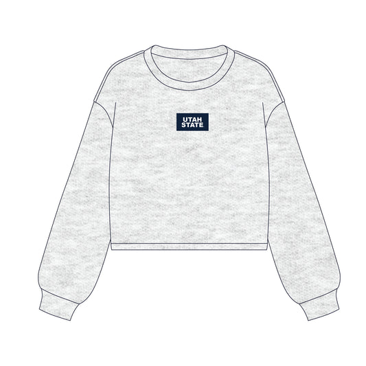 The Becca Boxy Crewneck Utah State Woven Label | Youth Ash