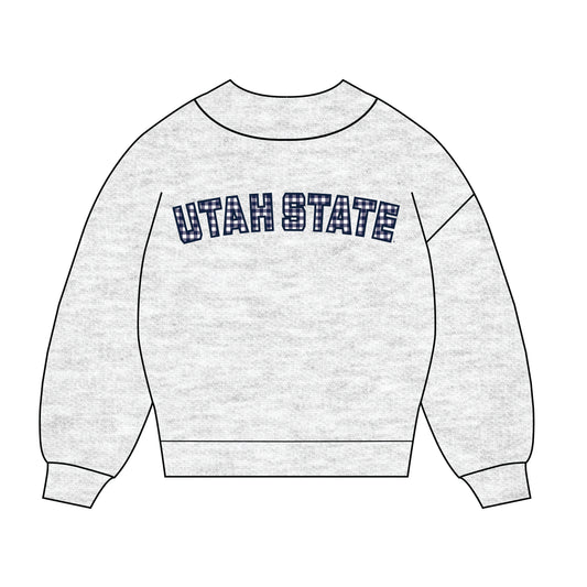 The Mallory Gingham Mockneck Utah State | Ash