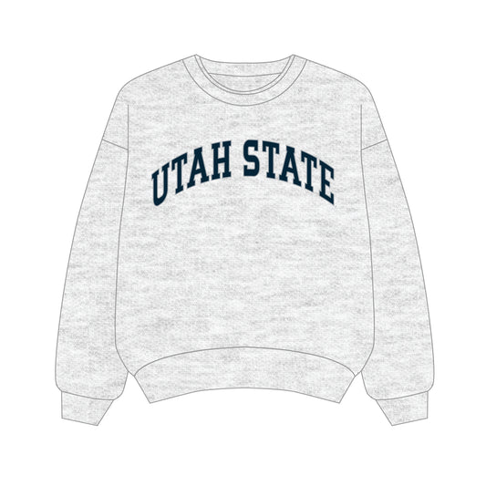The Olivia Oversized Crewneck Utah State | Youth Ash