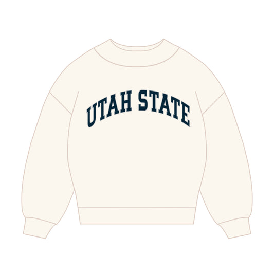 The Madi Classic Mockneck Utah State Applique | Bone