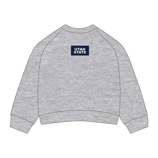 The Ava Airy Crewneck Utah State Woven Label | Heather Grey