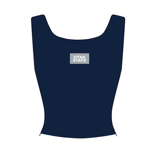 The Alli Ribbed Tank Utah State Woven Label | Navy