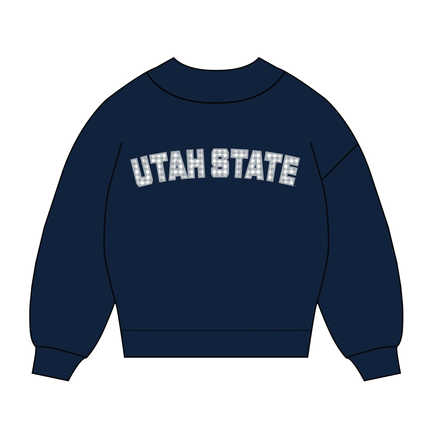 The Mallory Gingham Mockneck Utah State | Youth Navy