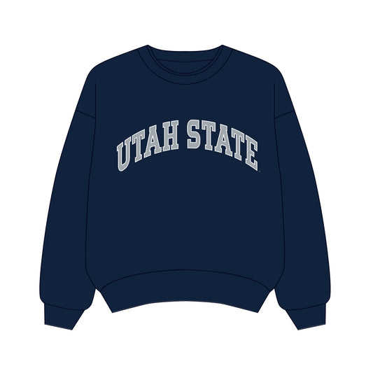 The Olivia Oversized Crewneck Utah State | Youth Navy