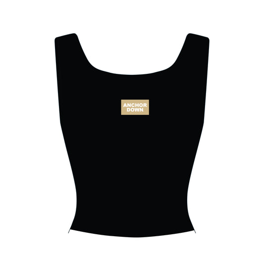 The Alli Airy Tank Anchor Down Woven Label  | Black