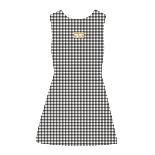 The Grace Gingham Dress Anchor Down Woven Label | Black