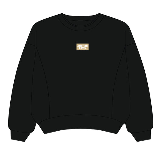 The Molly Corded Crew Anchor Down Woven Label | Black