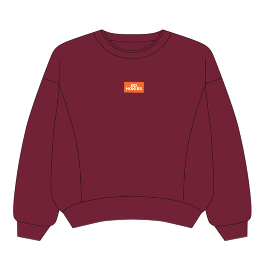The Molly Corded Crew Go Hokies Woven Label | Maroon