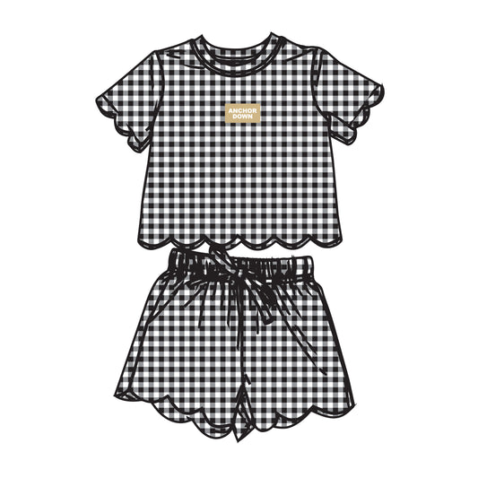 The Sue Scalloped Set Anchor Down | Youth Black