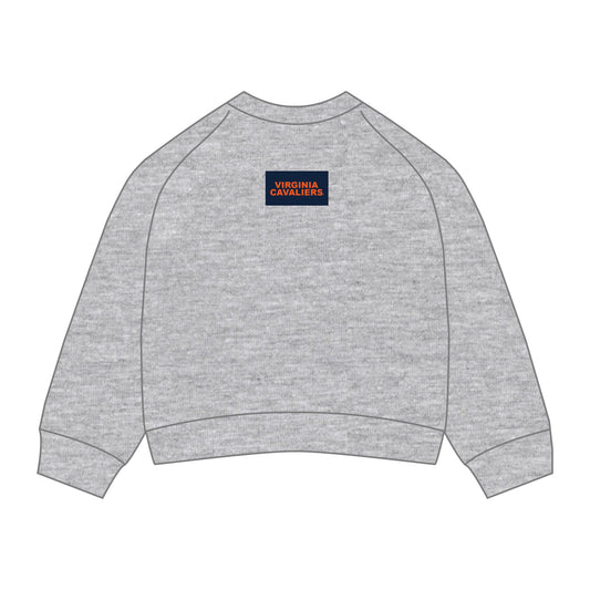 The Ava Airy Crewneck Virginia Cavaliers Woven Label | Youth Heather Grey