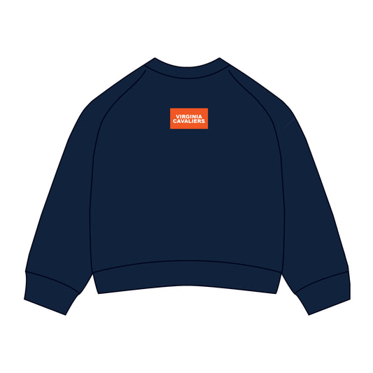 The Ava Airy Crewneck Virginia Cavaliers Woven Label | Navy