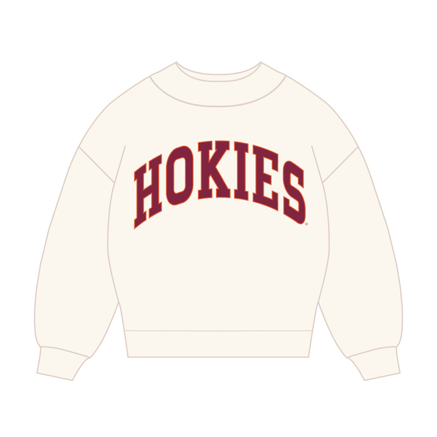 The Madi Classic Mockneck Hokies Applique | Bone