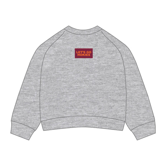 The Ava Airy Crewneck Let's Go Hokies Woven Label | Heather Grey
