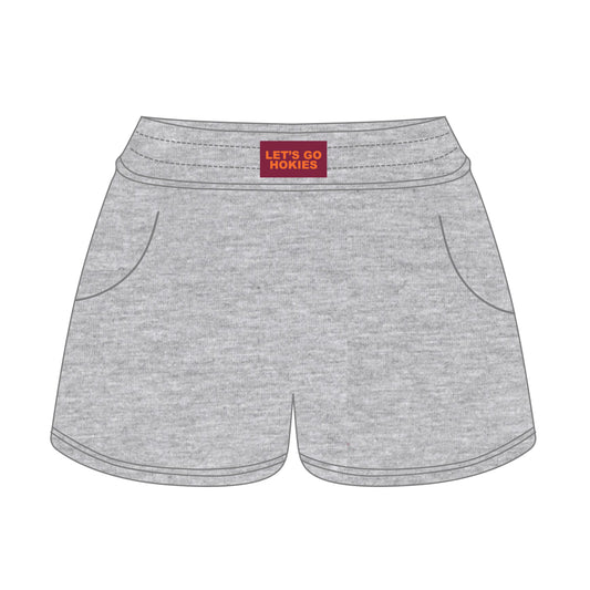The Ava Airy Shorts Let's Go Hokies Woven Label | Heather Grey