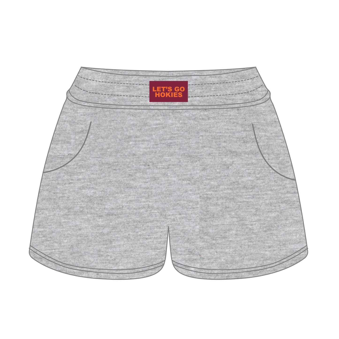 The Ava Airy Shorts Let's Go Hokies Woven Label | Youth Heather Grey