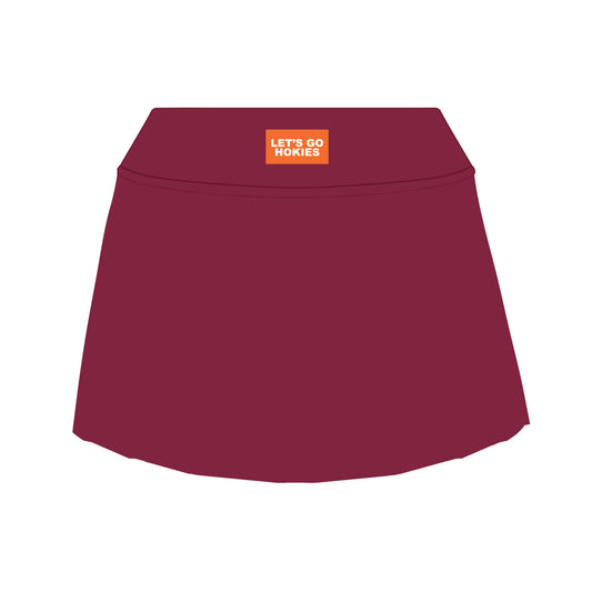The Alli Tennis Skort Let's Go Hokies Woven Label | Youth Maroon