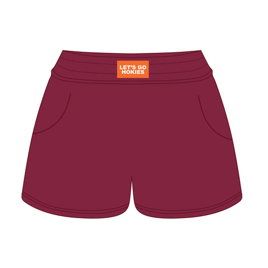 The Ava Airy Shorts Let's Go Hokies Woven Label | Maroon