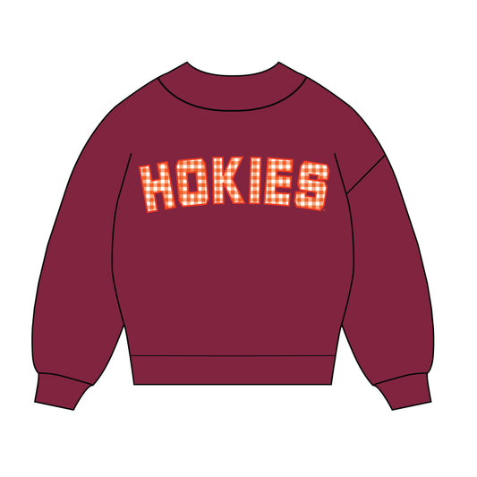The Mallory Gingham Mockneck Virginia Tech | Maroon