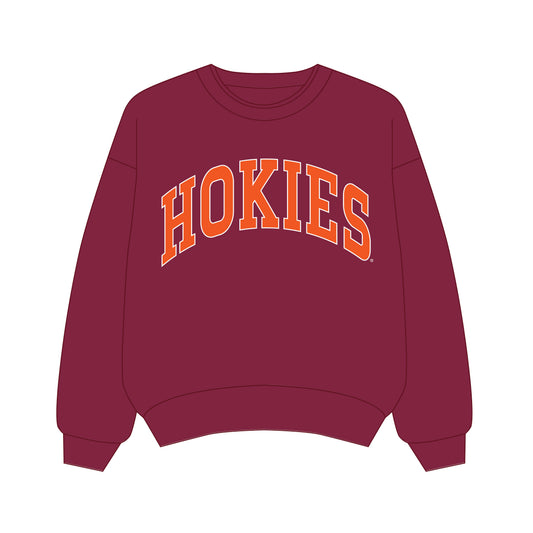 The Olivia Oversized Crewneck Virginia Tech | Youth Maroon