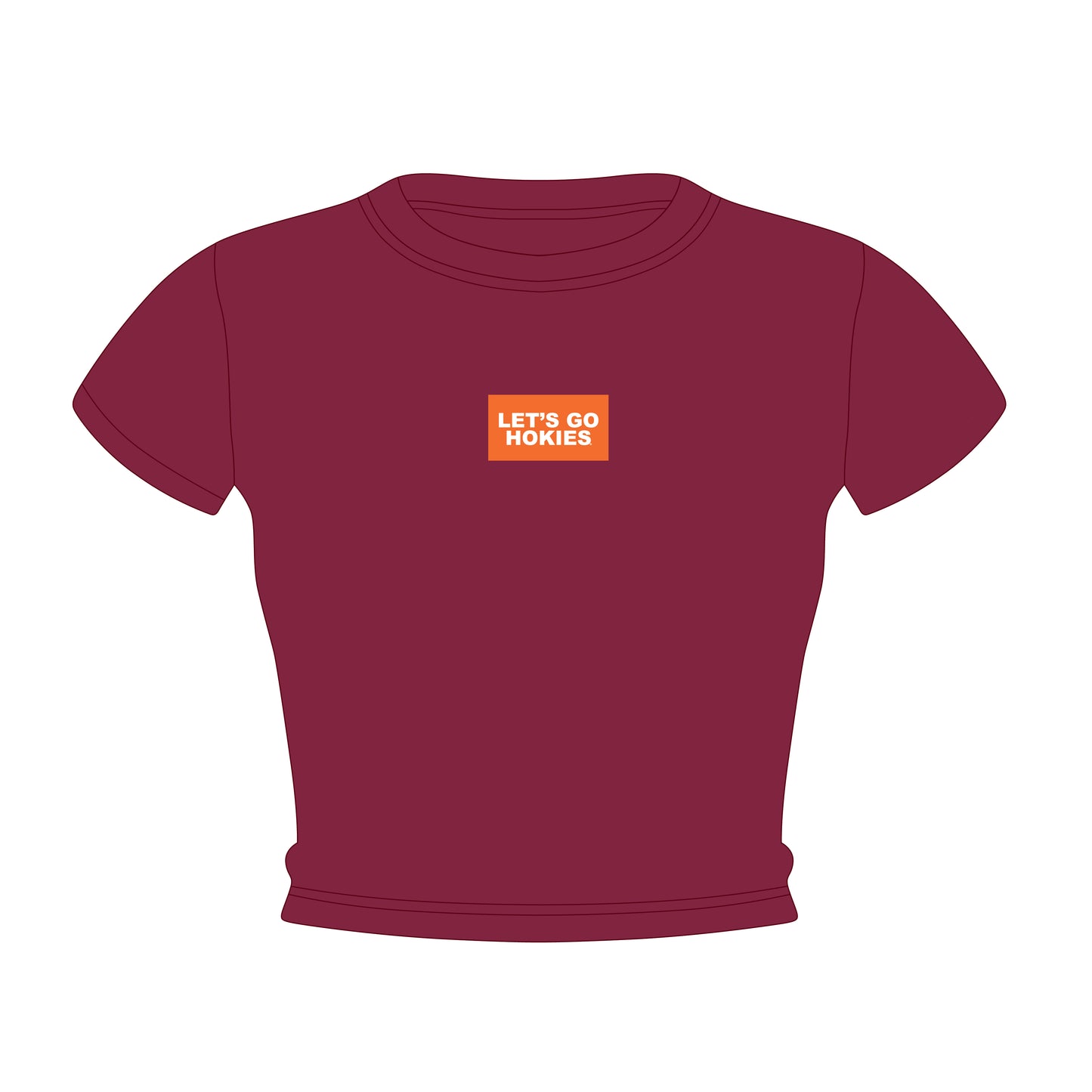 The Raegan Ribbed Baby Tee Let's Go Hokies Woven Label | Maroon