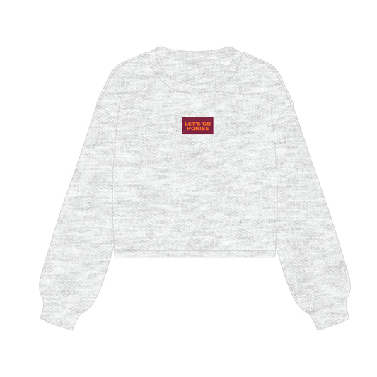 The Becca Boxy Crewneck Let's Go Hokies Woven Label | Ash