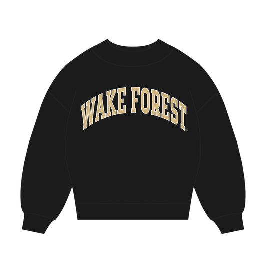 The Madi Classic Mockneck Wake Forest Applique | Black