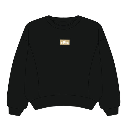 The Molly Corded Crew Go Deacs Woven Label | Black