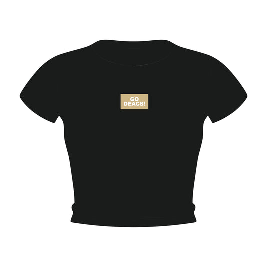 The Raegan Ribbed Baby Tee Go Deacs Woven Label | Black