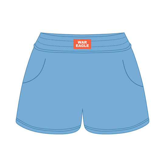 The Ava Airy Shorts War Eagle Woven Label | Light Blue